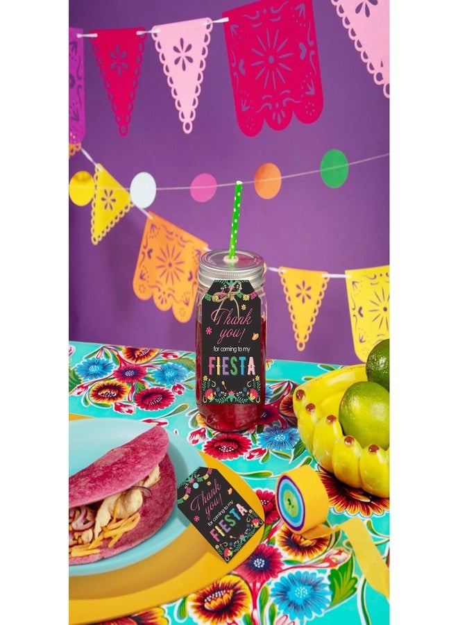 Aukolass 50PCS Fiesta Gift Tags, Thank You Tags for Mexican Themed Party Favors and Taco Bout Party Decorations-Double-sided (Black) - Image 4